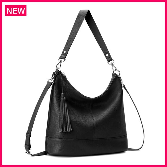 Genuine Leather Hobo Crossbody Bag with Removable Straps 11L Capacity
